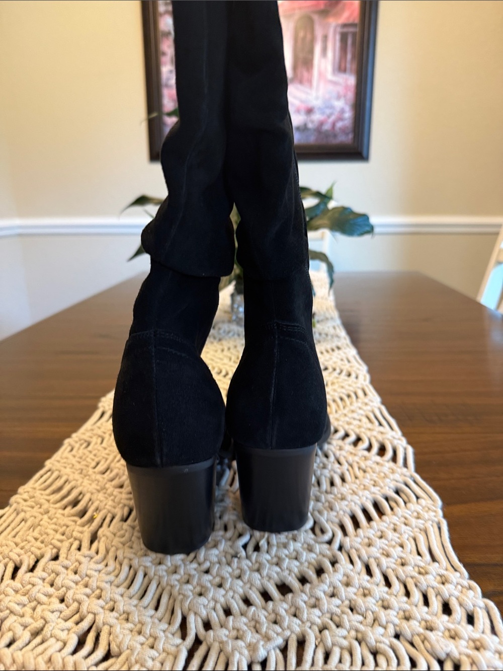 Earth Black Suede Mid-Calf Heeled Boots - Picture 5 of 12